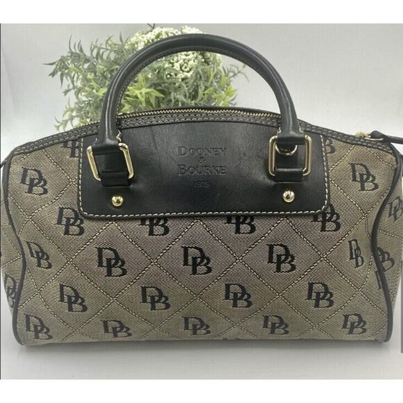 Dooney & Bourke satchel handbag. Grey and black signature fabric, leather trim - Picture 11 of 12